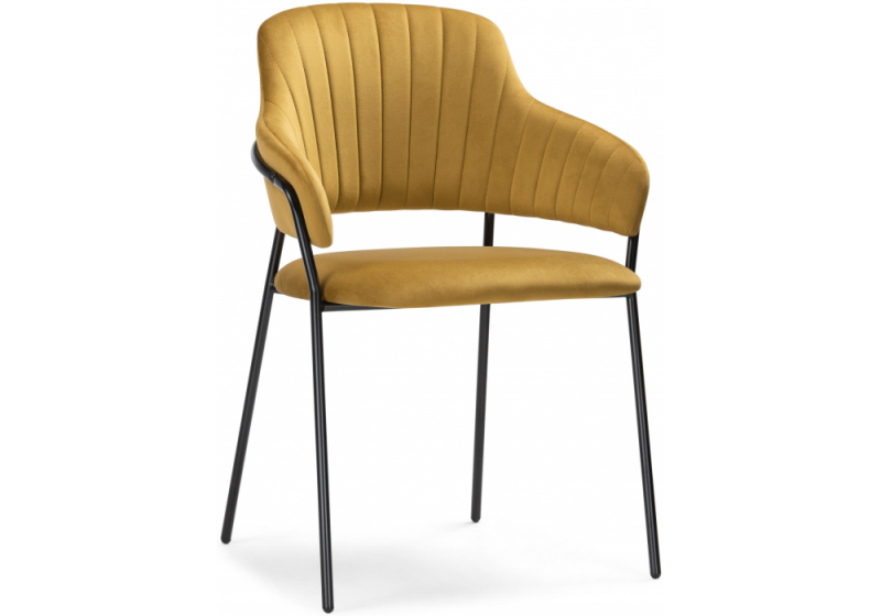 Стул на металлокаркасе Инклес желтый / черный глянец (57x56x82). 