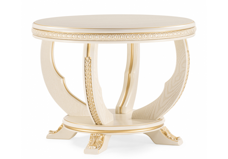 Журнальный стол Луис круглый слоновая кость / золото (70x52). 