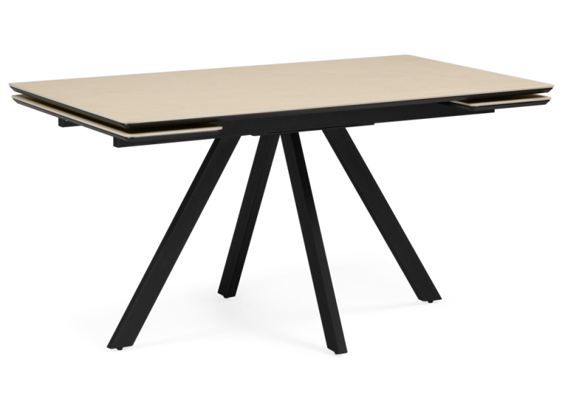 Керамический стол Вилли 140(200)х80 okara light yellow / черный (80x75). 