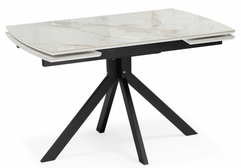 Керамический стол Катчел 120(180)x80 calacatta gold / черный (80x77). 